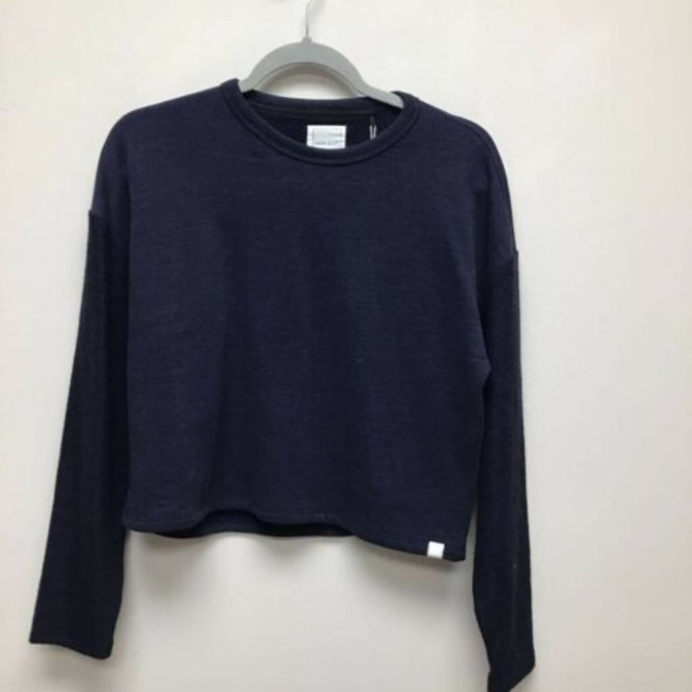NWT Jason Scott Womens Drop Shoulder Reverse Sweatshirt Small Blue $225 C671